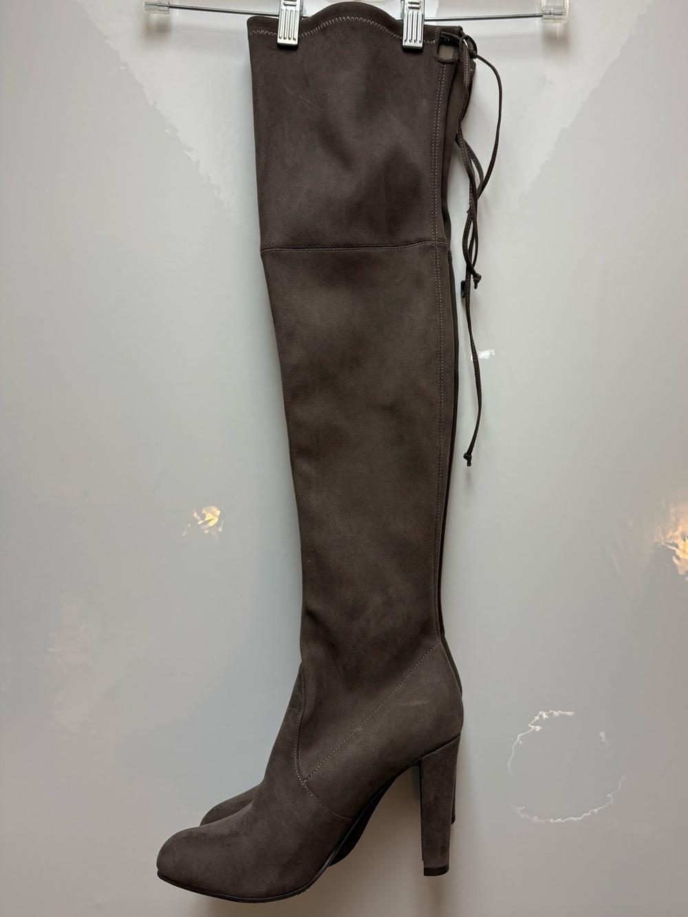 Christine Shell Handmade Faux Suede Over-The-Knee Boots Grey / Taupe EU 38